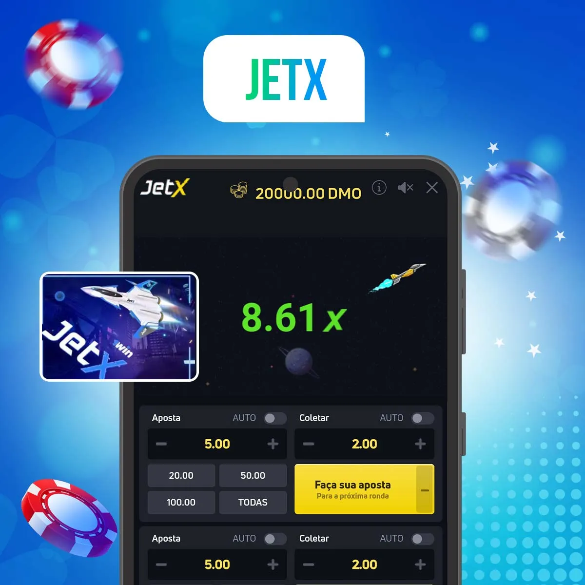 Jogando JetX no Celular